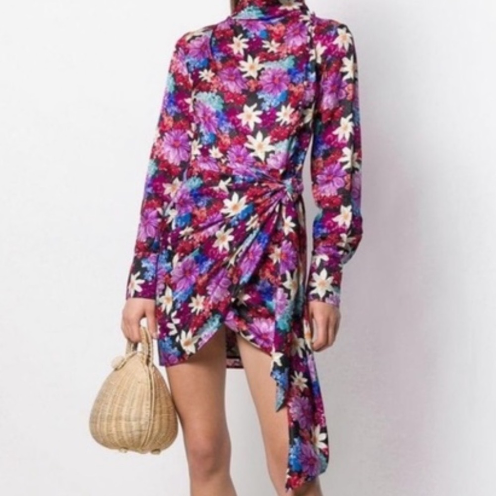 PINKO long Sleeve Asymmetrical Wrap around Mini dress